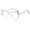 Nuevas gafas de ojo de gato de moda europea y americana, gafas de mujer con protección contra la luz azul, montura de gafas con pie de resorte, montura de gafas transfronteriza de comercio exterior