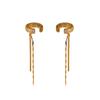 Aretes coreanos de oro real electrochapado con circonita en forma de C con borla larga, aretes simples tipo clip para la oreja, aretes de temperamento al por mayor para mujer