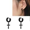 Aretes Redondos de Acero de Titanio Punk Hip-Hop Europeo y Americano 2023 Aretes con Colgante de Cruz Accesorios para las Orejas Aretes Personalizados Geométricos