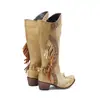 40 Botas Bico Fivela de Cinto Botas de Cavaleiro Cano Alto Comércio Exterior Botas com Franja Cabeça Britânica Nova Rebite 43 Tamanho Grande Botas Vermelhas Femininas
