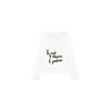Camiseta blanca de manga larga con cuello en V y bordado de letras para mujer, diseño de otoño e invierno, estilo puro y sexy, top ajustado