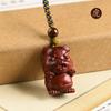 Doce Signos del Zodiaco Ratón Palo de Rosa Colgante de Madera Pieza de Mano Regalos para Hombres y Mujeres Joyería Linda Colgante Cadena para Teléfono Móvil
