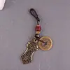 Colgante de medallón de Bestia del Trueno de latón puro, adorno taoísta, llavero para bolsa, accesorio para coche, estilo chino vintage