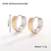 Pendientes Sencillos Dorados Personalizados de Amazon Transfronterizos Acero de Titanio Color Combinado Pendientes Redondos Pendientes de Gama Alta Venta al por Mayor
