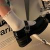Zapatos Mary Jane de Tacón Alto Estilo Francés para Mujer, Retro, Adecuados con Faldas, Versátiles con una Sola Correa y Hebilla, Moño, Suela Gruesa, Tacón Grueso, Zapatos Pequeños de Piel