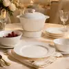 Tigelas de cerâmica estilo francês com decoração sob esmalte, conjuntos de louça para uso doméstico, pratos e tigelas, seleção personalizada, atacado para presentear