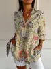 Camisa de manga de siete puntos con hombro descubierto para mujer transfronteriza, tendencia de verano europea y americana, estampado floral, impresión 3D