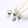 Cdd Aretes, Anillos y Collares de Moda Europeos y Americanos Juego de Tres Piezas Decoraciones Decoración de Mariposa de Nácar Fábrica de Origen