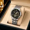 Reloj Fretilon para Hombre de Negocios Automático No Mecánico Resistente al Agua Luminoso Doble Calendario Reloj de Cuarzo Nuevo Reloj de Pulsera
