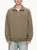 Moletom Muqiu Masculino com Meio Zíper e Gola Alta Texturizado de Manga Longa para Homens, Corte Amplo, Esportivo, Casual, Peça para o Dia a Dia