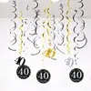 Festa de Aniversário Decorações Espirais Penduradas de PVC com 12 Peças para 30º, 40º, 50º, 60º Aniversário Decoração de Ambiente Pingentes Internos