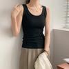 Camisole Esportiva de Algodão Premium Estilo Novo Verão 2026 para Mulheres, Adequada para Usar por Cima ou em Camadas, Corte Justo, Tamanho Grande, Top Básico Versátil, Sem Mangas