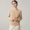 Cárdigan de cachemira con cuello en V para mujer con diseño de encaje patchwork, un nuevo estilo otoño/invierno, corte holgado, favorecedor y cálido