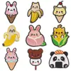 Parches bordados de animales de dibujos animados comida conejo lindo panda oso plátano ropa mochila parches termoadhesivos D