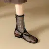 Botines cortos de malla calada estilo coreano 2026 para mujer, transpirables, nuevos, modernos y a la moda, con punta redonda, de malla para primavera y verano