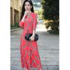 Vestido Longo Vermelho Retrô Francês Estampa Quadrada Borboleta para Mulheres Pg Dvf2025 Verão Novo Vestido Envelope