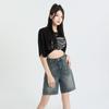 Estilo americano retrô wide-leg Denim cropped calças femininas verão quente menina cintura alta solto emagrecimento moda all-match cropped calças moda