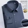 Camisa Quente Espessa com Forro 100% Lã de Ovelha Outono e Inverno Forrada com Lã Masculina para Negócios Formal Casual para Homens de Meia-Idade e Idosos