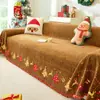 Capa de sofá temática de Natal, tecido de veludo cotelê, adequada para todas as estações, tamanho completo, capa completa para sofá