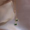 Estilo Barroco Clásico Esmeralda Forma de Abanico Gema Microincrustación Diamante Brillante Collar Cadena Clavícula Diosa Lujo Ligero Socialité