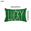 Calle irlandesa transfronteriza. Funda de almohada de lino con estampado de trébol del Día de San Patricio funda de almohada de césped de la suerte para sofá