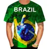 Camiseta Masculina Casual Solta com Gola Redonda, Estampa Digital 3D, Nova Bandeira Nacional, Transfronteiriça, Tamanho Grande, Manga Curta