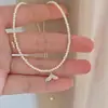 Colar feminino de nicho com pingente de pérolas, colar com pingente de amor, joia de retenção de cor, atacado, Coreia do Sul