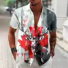 Comércio Exterior Amazon Venda Quente Camisa Masculina com Estampa Digital 3D Dia Nacional Canadense Manga Curta com Bolso Canguru Calças