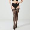Meias arrastão sexy de renda vintage jacquard plus size, meias de cano longo de rede com silicone antiderrapante, vestido simples transfronteiriço