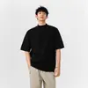 Camiseta Masculina de Manga Curta com Gola Pequena Estilo Japonês, Camisa Básica Respirável Fina de Verão, Camiseta Tendência de Manga Três Quartos