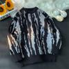 Suéter Jacquard Zebra Novo Outono Inverno High Street Masculino Casal Solto Tendência Casual Versátil Jaqueta Suéter
