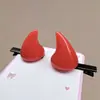 Lindo pasador de cuernos de diablito, popular entre las celebridades de internet, estilo anime, accesorio de cosplay divertido y peculiar, pinza de pico de pato, pasador para el cabello de mujer
