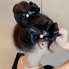 Tocado con accesorio para el pelo con forma de bola y lazo de mariposa de alta calidad, estilo vintage con horquilla de camelia para la parte posterior
