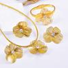 Collar con traje de flor de perla hueca exagerada con personalidad, anillo de titanio, pendientes de circonita de dos piezas, pulsera de primavera