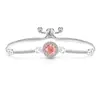 Xiaohongshu Más Vendido Colorido Diamante de Alto Carbono Princesa Redondo Corte Rosa Pulsera Chapada en Oro Real Joyería Transmisión en Vivo Venta Directa