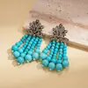 Pendientes de Borla con Perlas Artificiales Incrustadas de Pedrería Retro Europeos y Americanos, Pendientes de Estilo Vintage Transfronterizos, Pendientes de Lujo Ligero de Gama Alta para Mujer