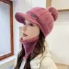 Chapéu Casual Versátil Estilo Coreano para Mulheres Outono e Inverno Pelo de Coelho Bico de Pato Ciclismo Chapéu Quente Inverno Proteção de Orelha Chapéu de Lã Tricotado