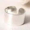 Anillo Abierto de Plata de Ley S925, Anillo de Superficie Ancha Lisa, Moderno y Sencillo, Joyería de Plata de Ley Elegante y Única, Venta al por Mayor