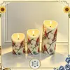 Velas eletrônicas LED transfronteiriças, luzes de simulação de ambiente para festas, decorações de casamento, luzes noturnas impressas para exterior controladas por controle remoto