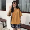 Verano coreano nueva camiseta de manga corta con estampado delantero y trasero para mujer cuello redondo casual holgada top para mujer del sudeste asiático al por mayor
