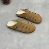 Pantuflas Originales Hechas a Mano de Cuero Genuino, Nuevo Estilo de Verano Casual Estilo Bohemio Pantuflas para Mujer