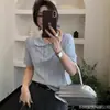 Rebeca de Punto de Lana de Manga Corta para Mujer con Encaje Empalmado Tops Primavera y Verano Sexy 2025 Estilo Casual y Occidental Nuevo Estilo