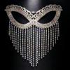 Máscara sexy caliente con borla larga transfronteriza Fiesta de maquillaje europea y americana accesorios brillantes para la cara accesorios de diamantes de imitación Máscara