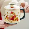 Caneca de Chá Branca de Cerâmica com Tampa, Tema Gato, Caneca de Cerâmica para Beber, Copo de Água com Recurso de Separação de Chá