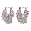 Moda Europea y Americana Pendientes Exagerados Simples Versátiles de Personalidad Acero Inoxidable Color Hueco Calado Luz de Lujo Pendientes de Gama Alta para Mujeres