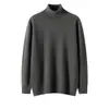 Suéter de cachemira para hombre transfronterizo, color liso, tejido de punto pullover, cálido para otoño e invierno, cuello alto, capa base, lujo ligero, estilo simple