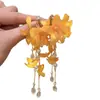 Pendientes de Borla Amarillos de Flor de Hada Súper para Mujer 2026 Nuevo Estilo de Atmósfera de Primavera y Verano Estilo Vacacional Pendientes de Foto y Accesorios para Orejas