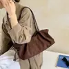 Bolso Tote Melanoid para Viajar para Mujer 2026 Nuevo Otoño Retro Gamuza Felpa Bolso de Hombro Único Gran Capacidad Bolso de Axila