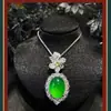 Estilo Libro Rojo Joyería Chapado en Plata 925 Colgante Cabujón de Calcedonia Verde Sol Blanca Huevo de Paloma de Hielo Blanca Jade Conjunto