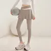 Calça-Saia de Cintura Alta Levanta Bumbum Justa com Sensação de Pele Cobertura de Quadril Falsa de Duas Peças Calça para Academia Pilates Treinamento Yoga Esportes Corrida